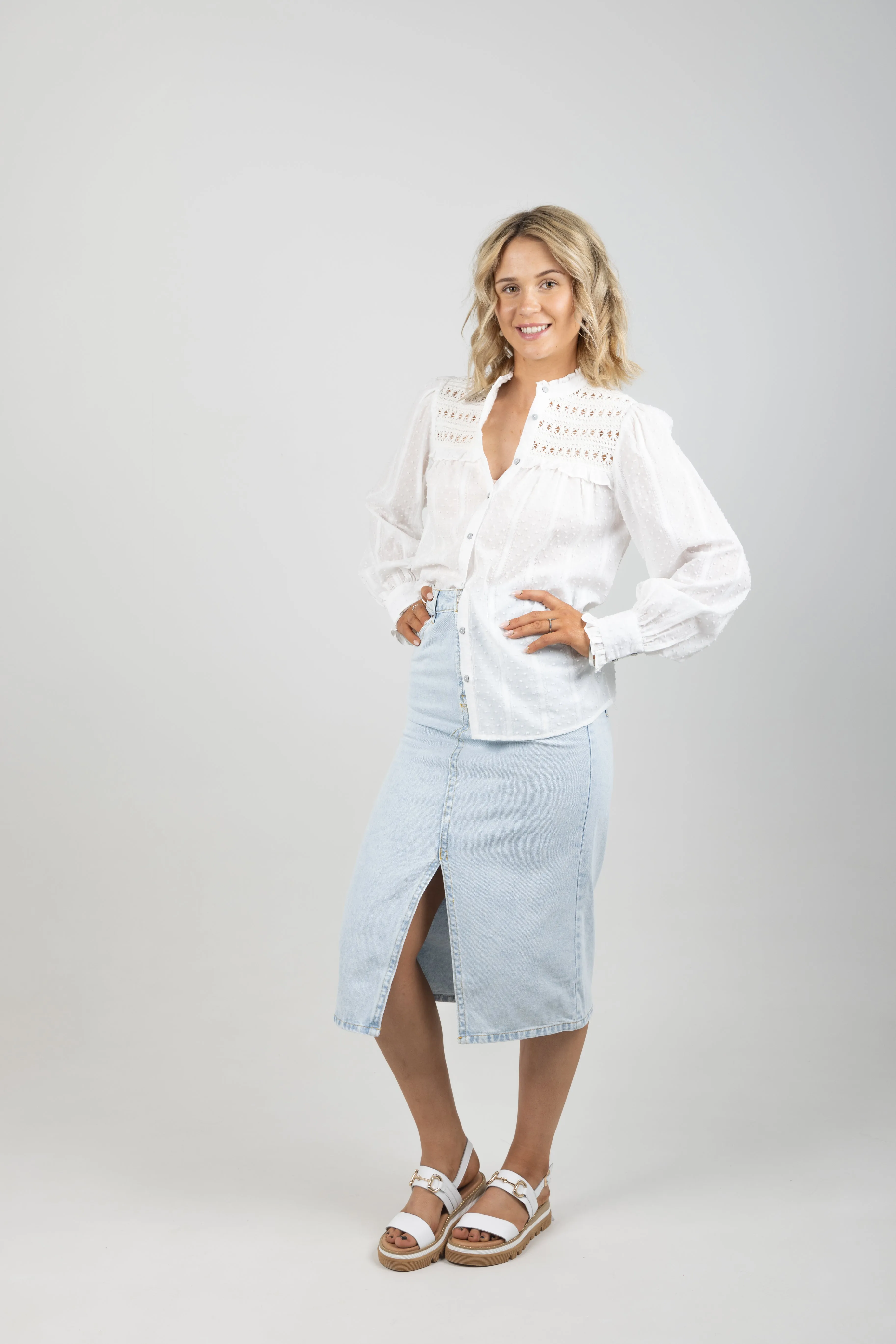 DOBBY BLOUSE OFF WHITE