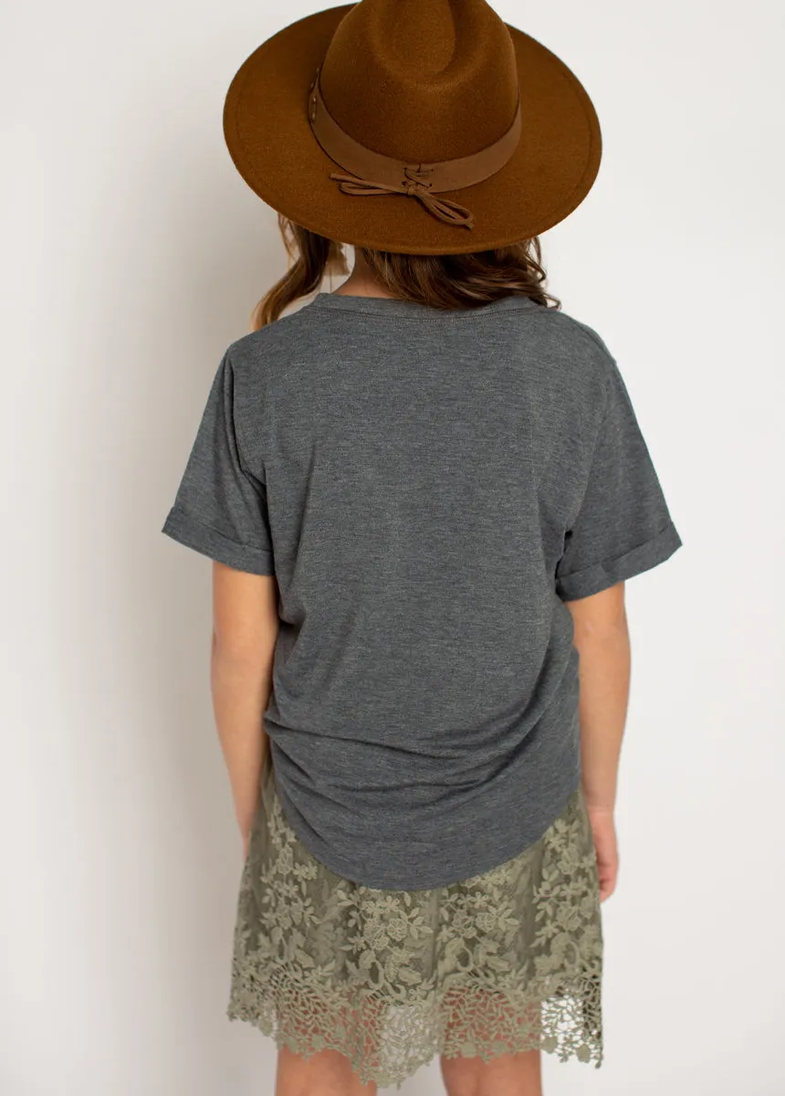 Don't Stop Believing Tee in Heather Slate