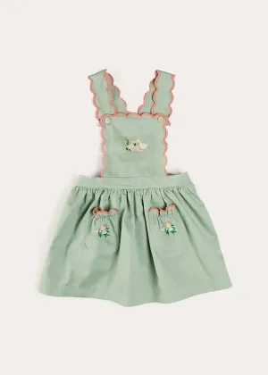 Duck Embroidered Scallop Detail Skirt With Braces in Green (18mths-6yrs)