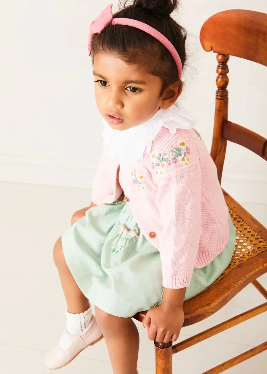 Duck Embroidered Scallop Detail Skirt With Braces in Green (18mths-6yrs)