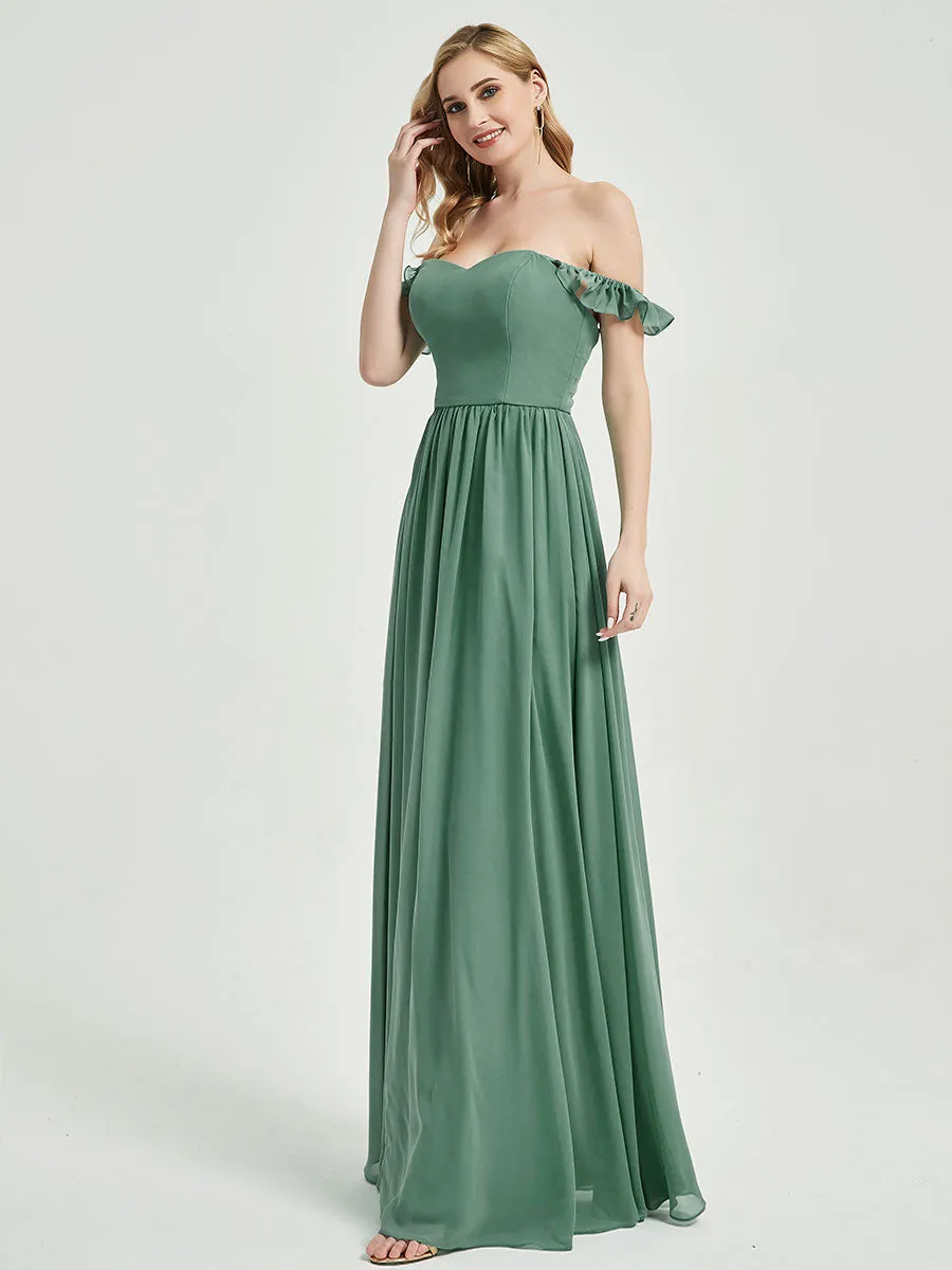 Dusty Purple 3 In 1 Convertible Chiffon Floor Length Bridesmaid Dress