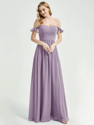 Dusty Purple 3 In 1 Convertible Chiffon Floor Length Bridesmaid Dress