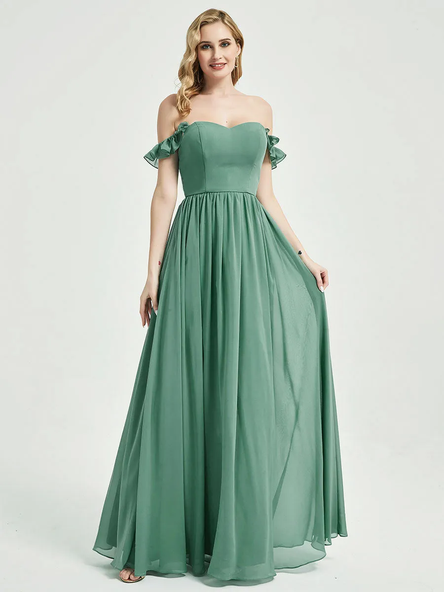 Dusty Purple 3 In 1 Convertible Chiffon Floor Length Bridesmaid Dress