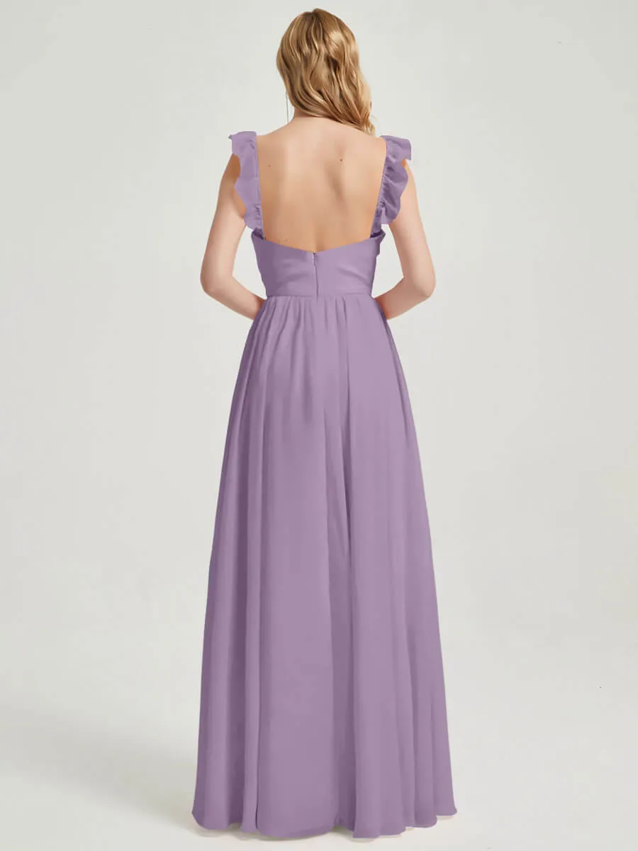 Dusty Purple 3 In 1 Convertible Chiffon Floor Length Bridesmaid Dress