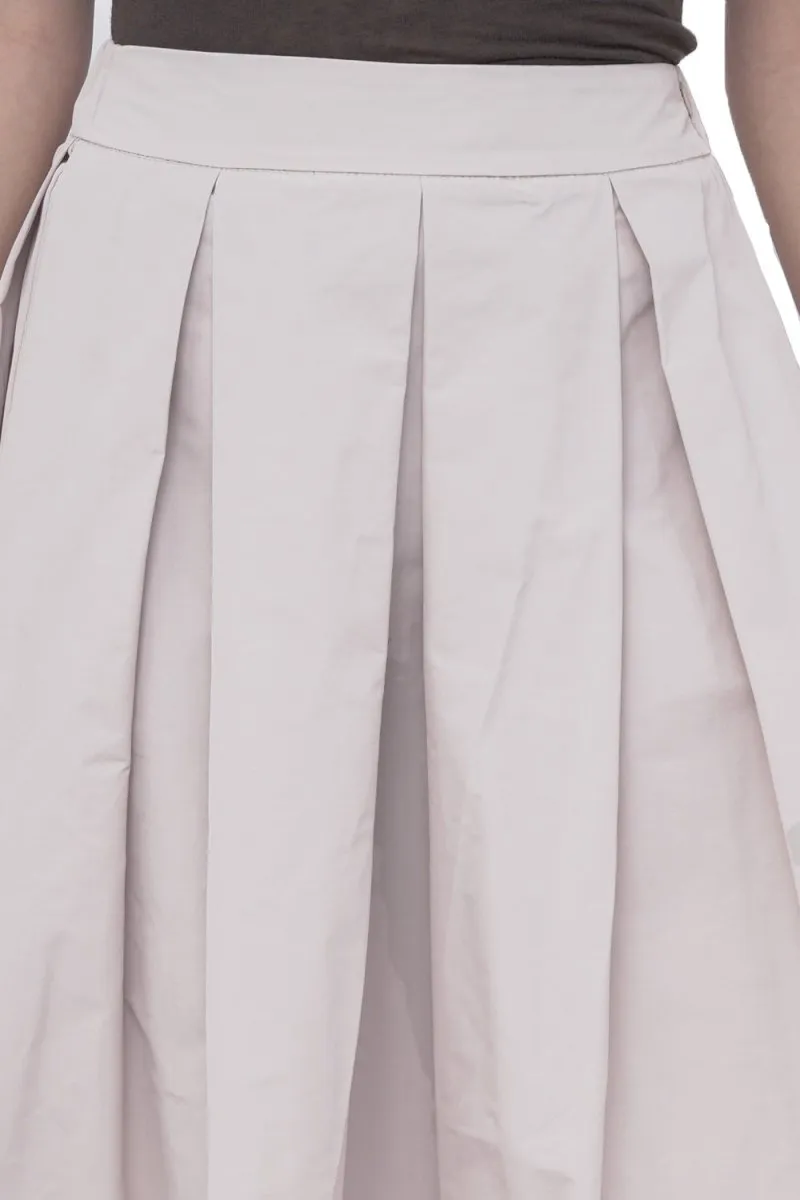 Elastic Waist Pleated Midi Skirt