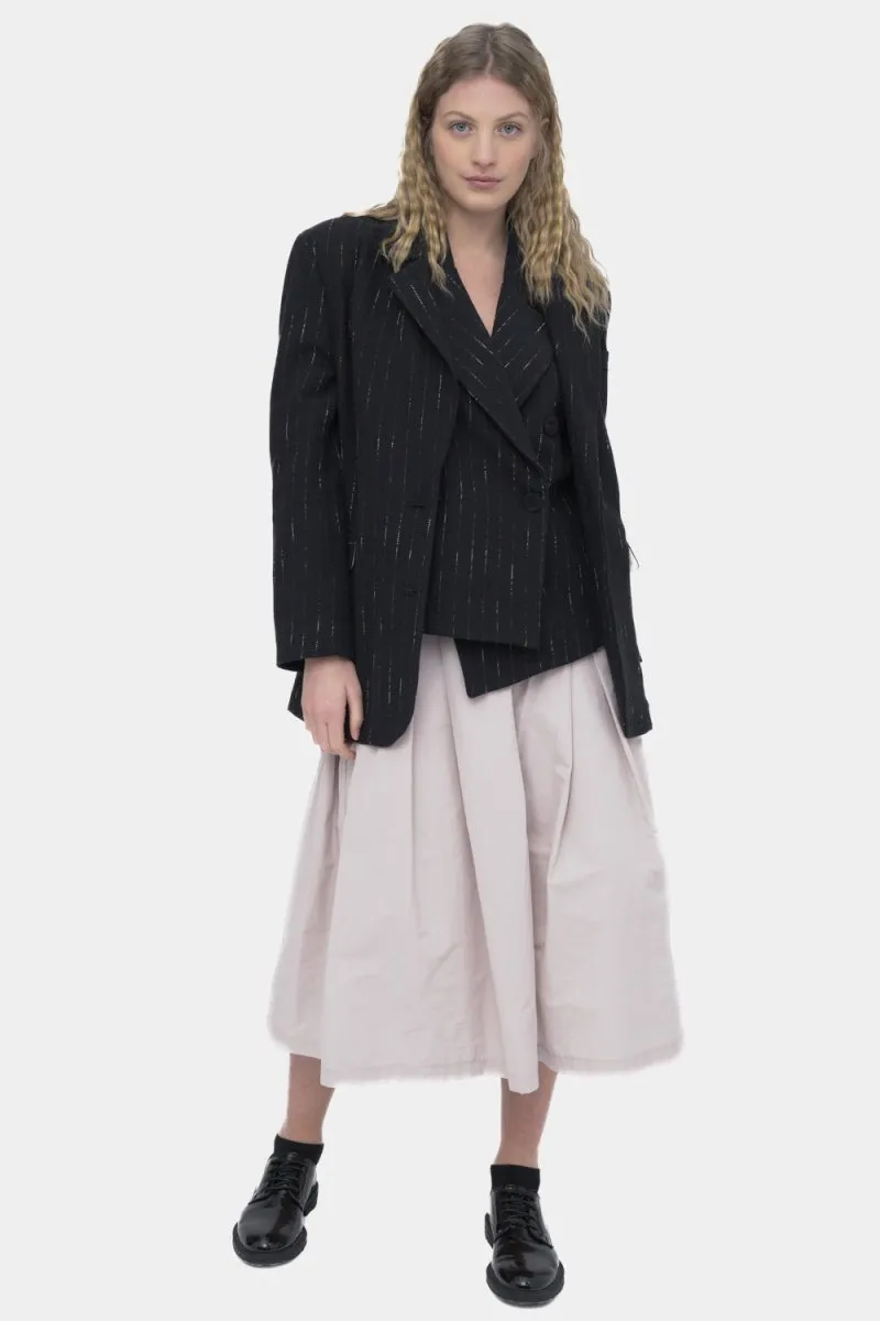 Elastic Waist Pleated Midi Skirt