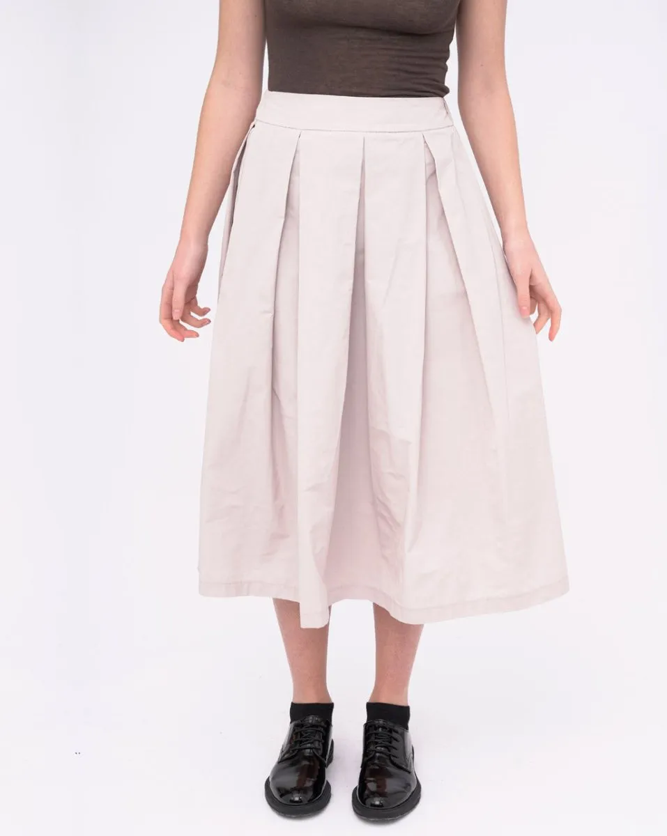 Elastic Waist Pleated Midi Skirt