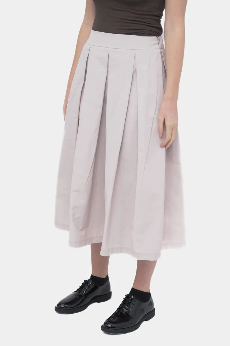 Elastic Waist Pleated Midi Skirt