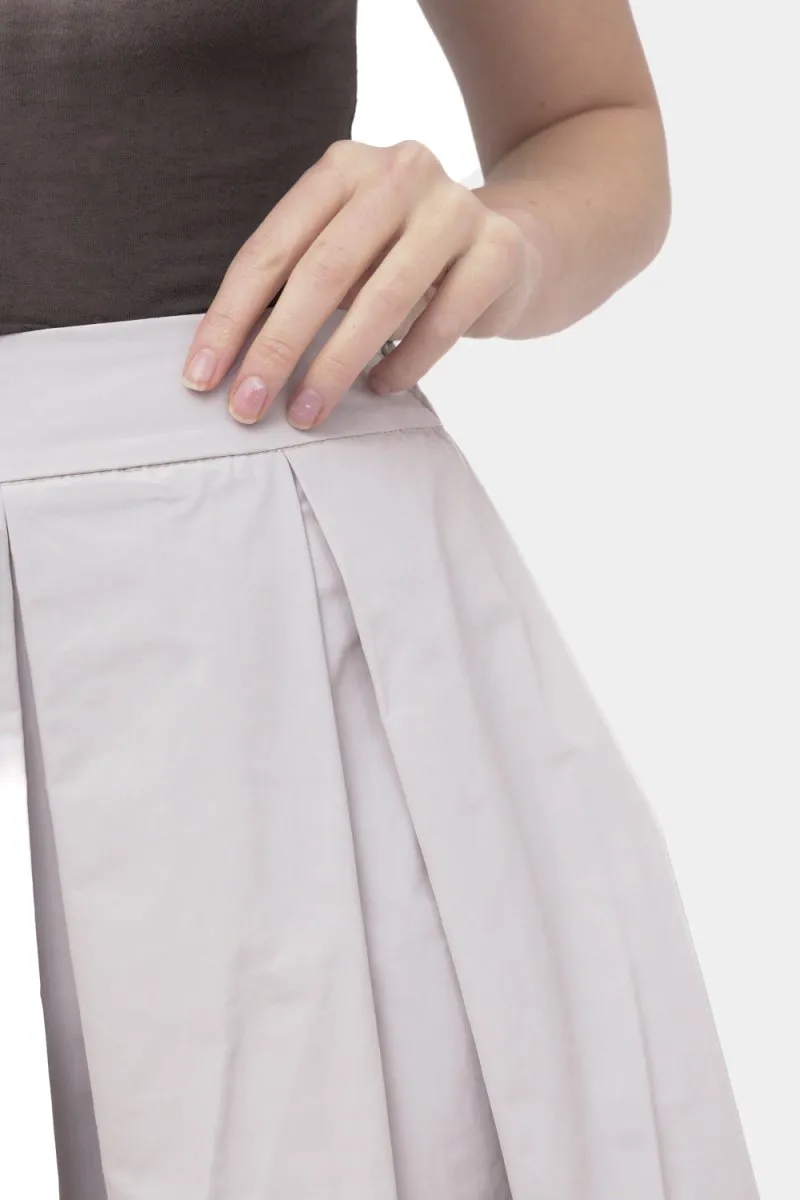 Elastic Waist Pleated Midi Skirt