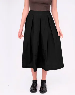 Elastic Waist Pleated Midi Skirt