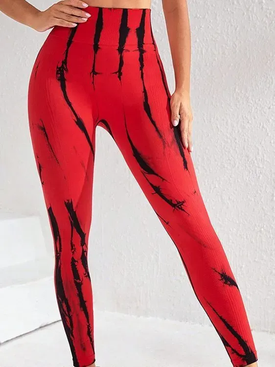 ElectricWave High-Rise Ribbed Tie-Dye Leggings