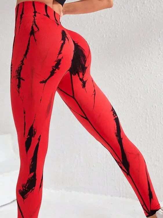 ElectricWave High-Rise Ribbed Tie-Dye Leggings