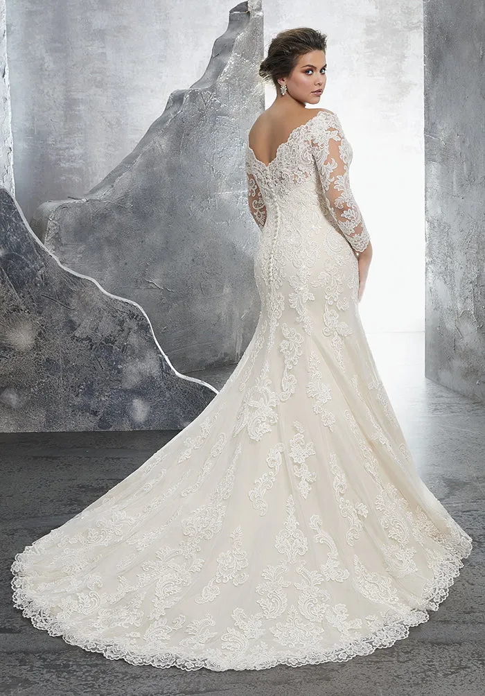 Elegant Plus Size Lace Mermaid Wedding Dresses with Long Sleeves