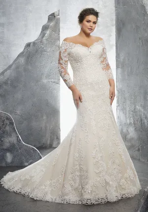 Elegant Plus Size Lace Mermaid Wedding Dresses with Long Sleeves