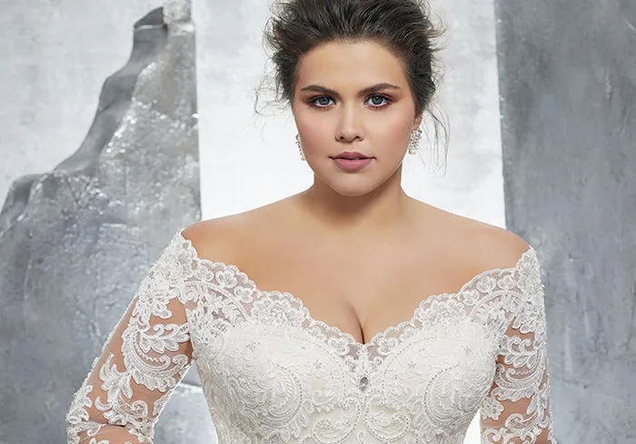 Elegant Plus Size Lace Mermaid Wedding Dresses with Long Sleeves