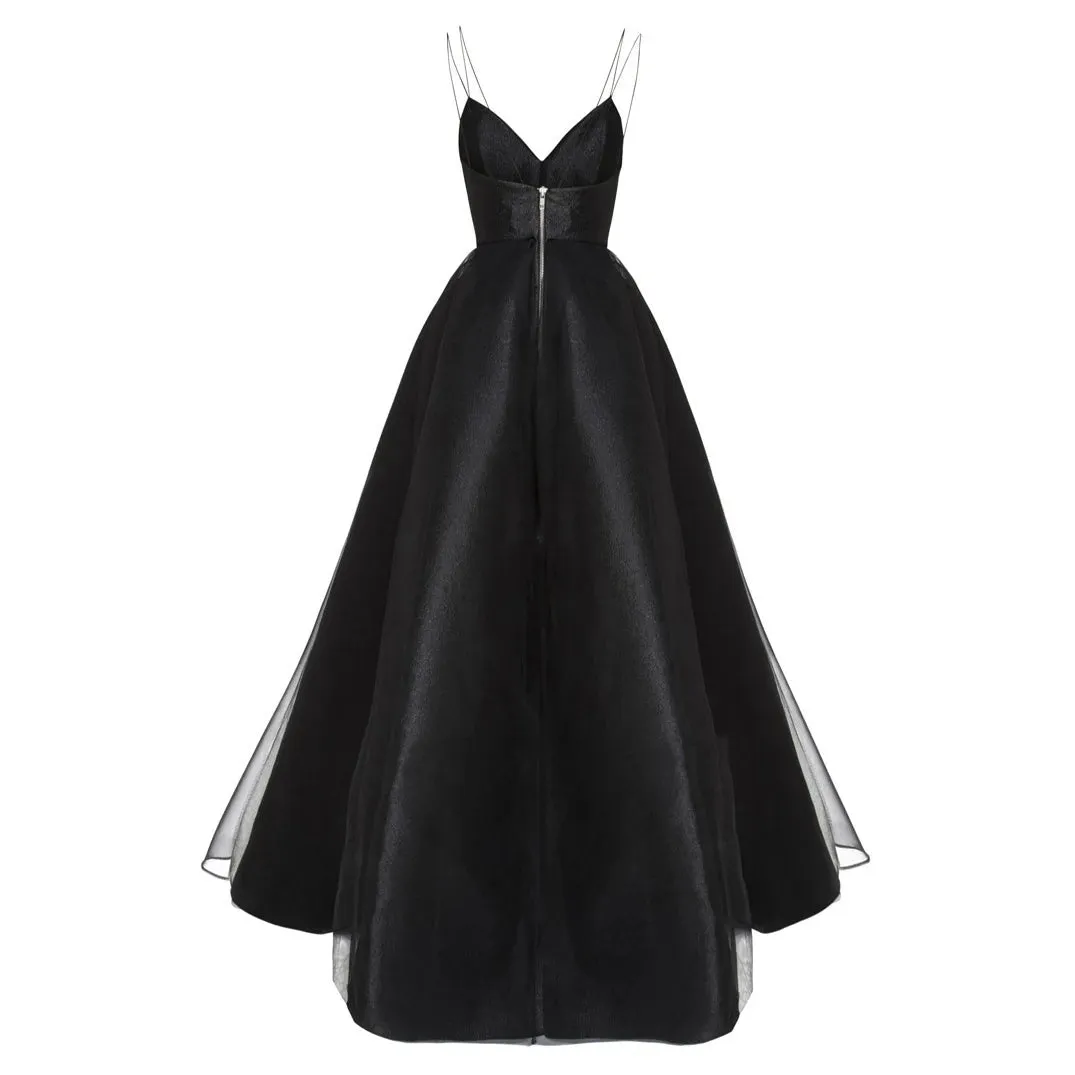 Elegant Spaghetti Strap Evening Guest Prom Long Party Dresses for Women