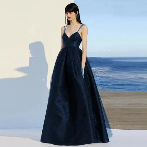 Elegant Spaghetti Strap Evening Guest Prom Long Party Dresses for Women