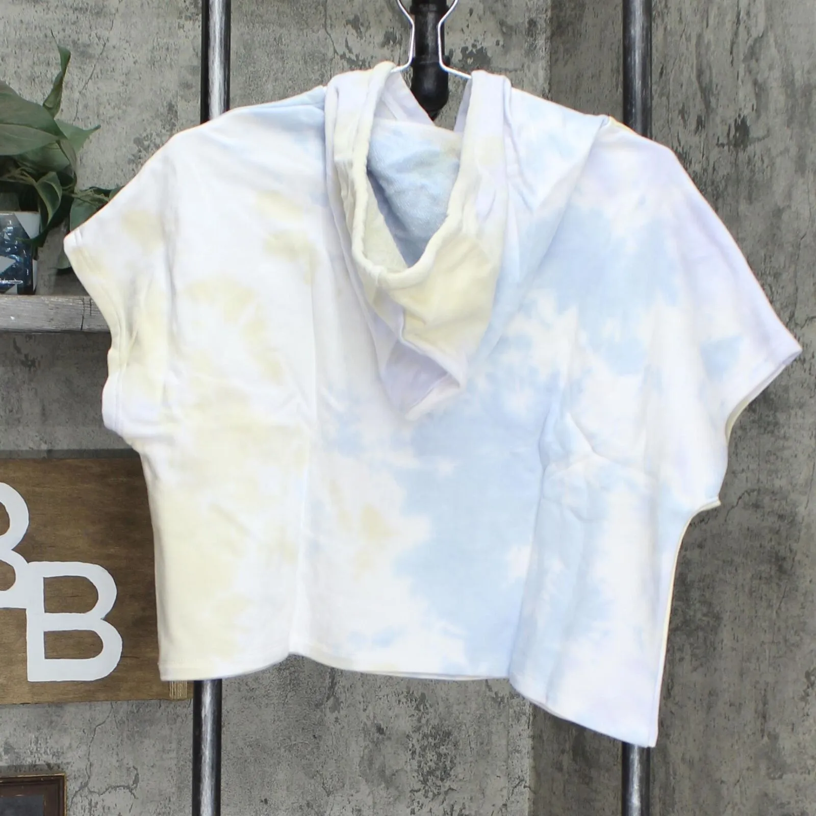 Elodie Womens Short Sleeve Tie Dye Drop Shoulder Hoodie