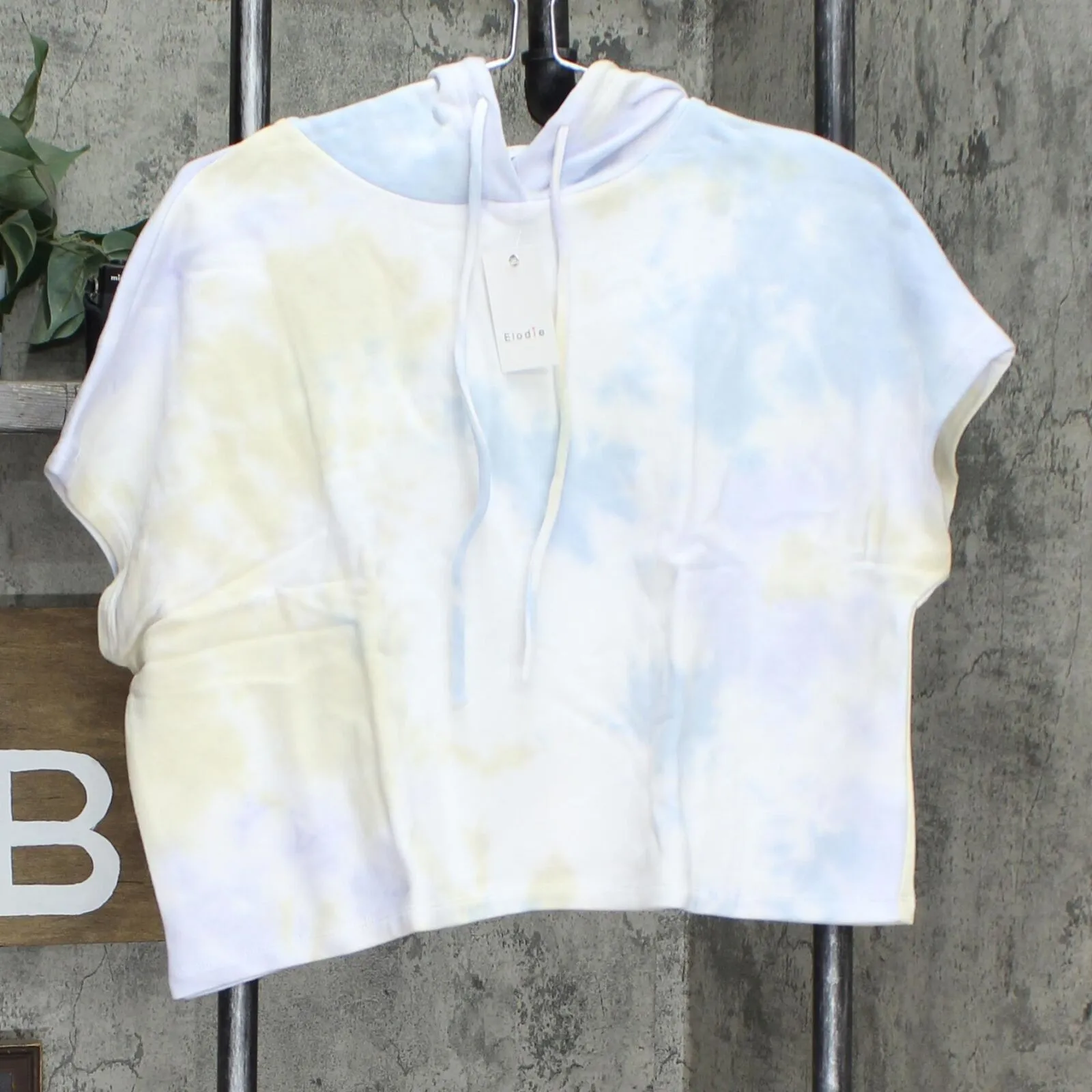Elodie Womens Short Sleeve Tie Dye Drop Shoulder Hoodie