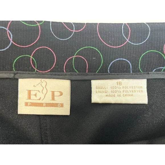 EP Pro Tech Golf Skort Size 18 Black Color Circle Side Zip Back Pocket