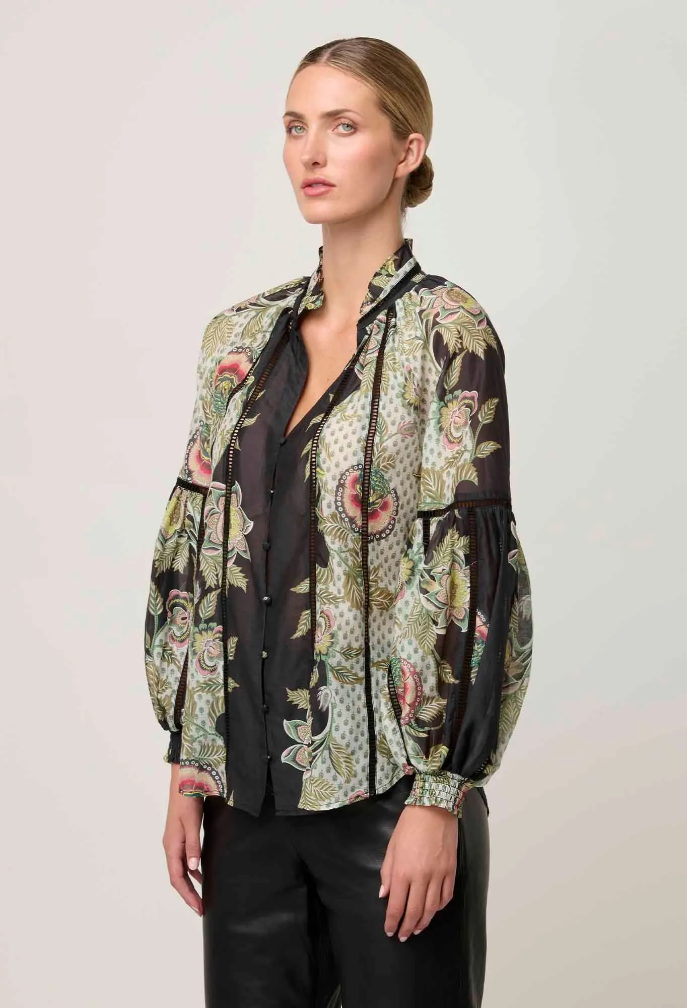 Espada Cotton Silk Blouse - Mariposa Nero