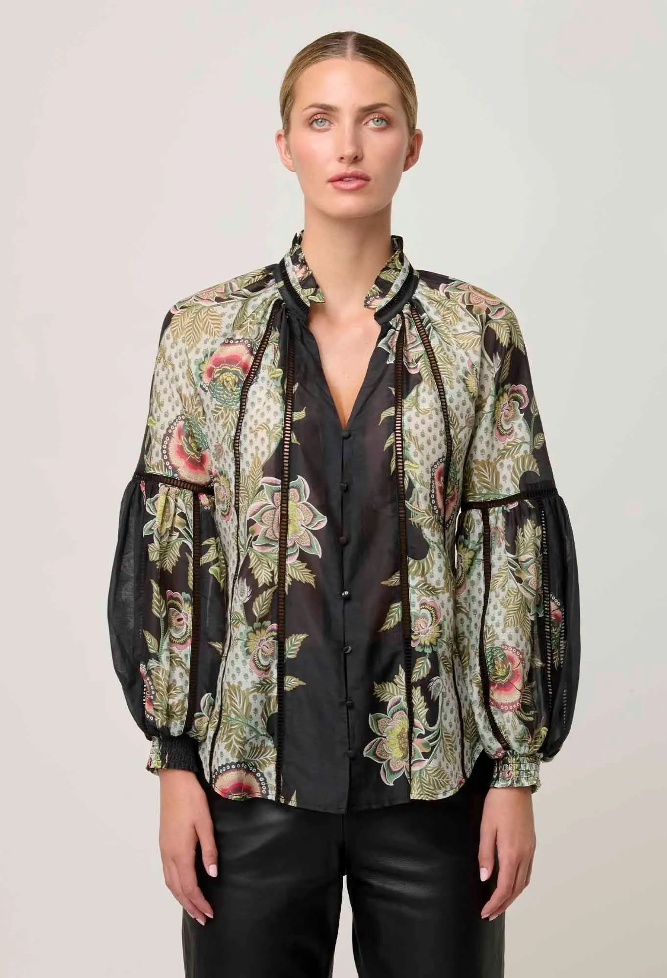 Espada Cotton Silk Blouse - Mariposa Nero