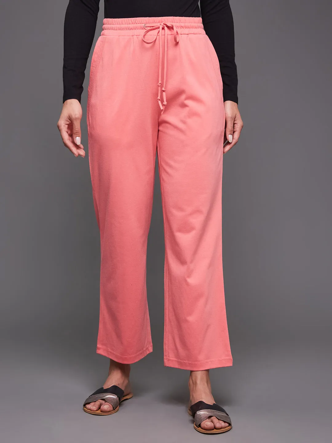 EYELET DRAWSTRING BOTTOM- CORAL
