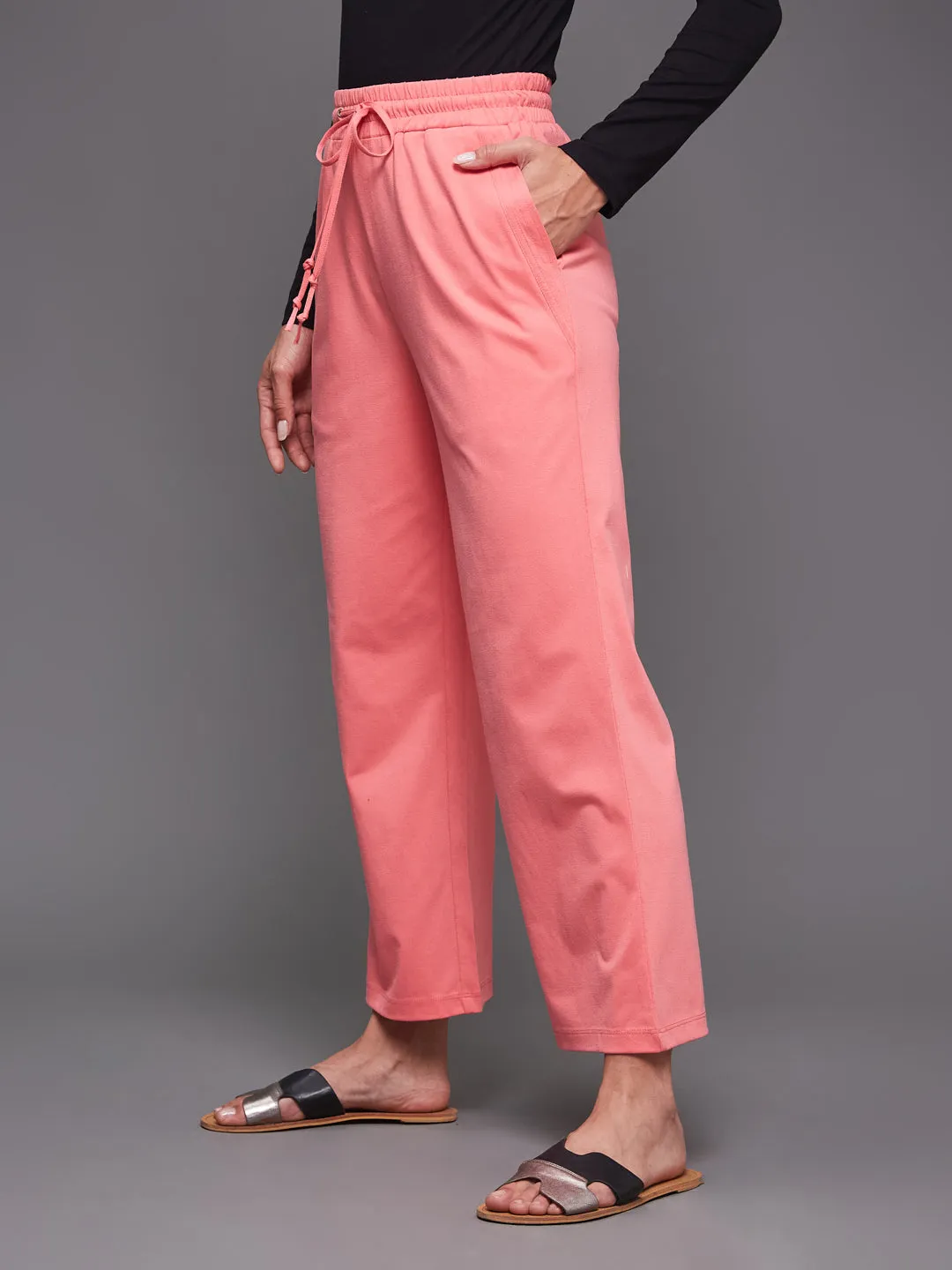 EYELET DRAWSTRING BOTTOM- CORAL