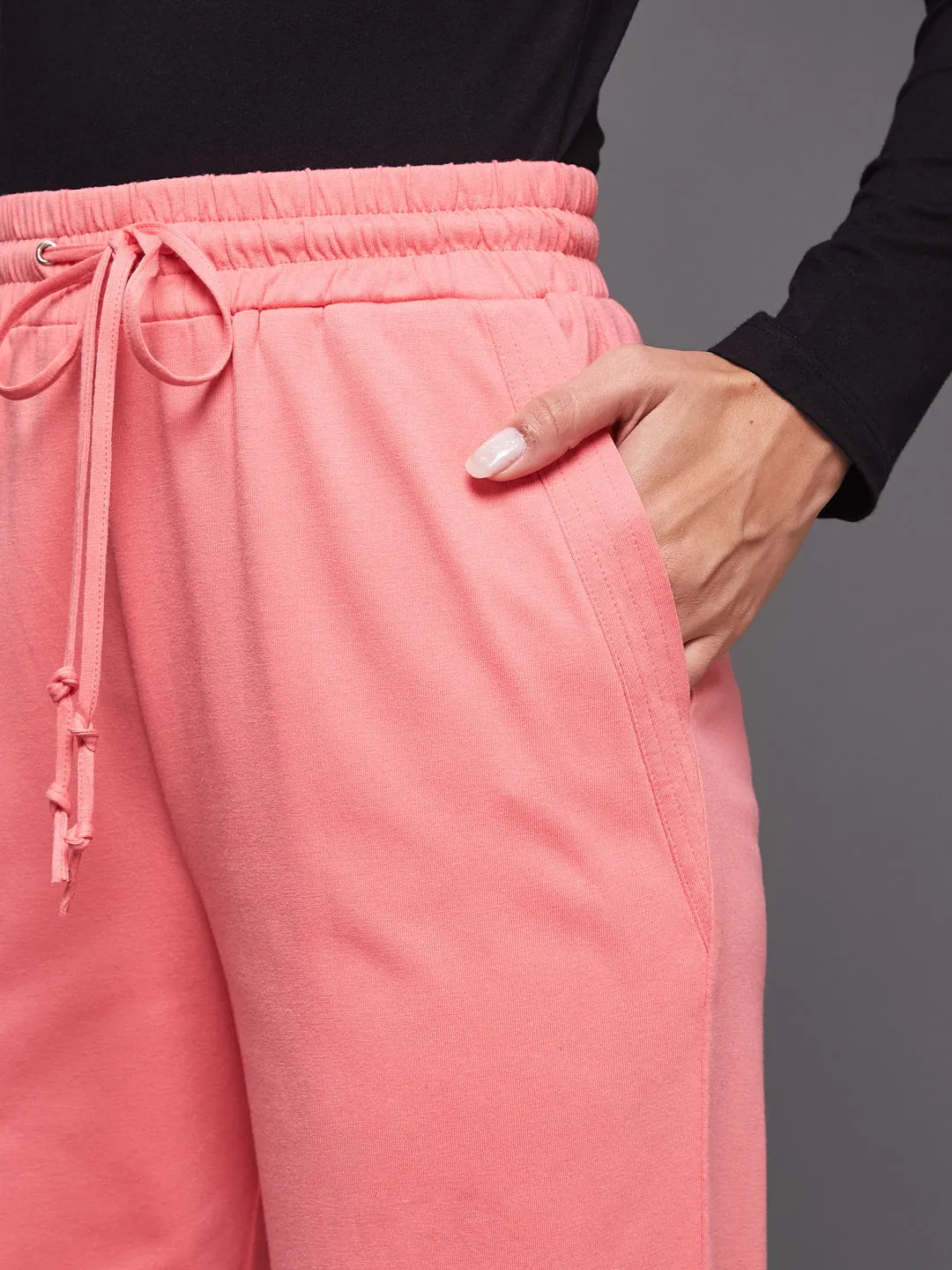EYELET DRAWSTRING BOTTOM- CORAL