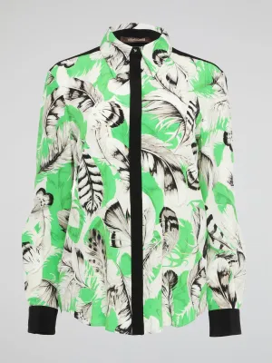 Feather Print Long Sleeve Shirt