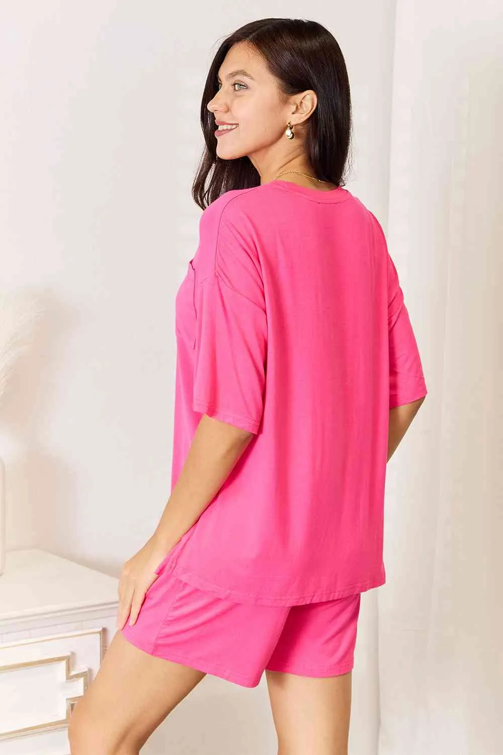 Felicia Basic Bae Full Size Soft Rayon Half Sleeve Top and Shorts Set