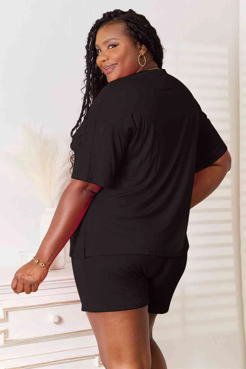Felicia Basic Bae Full Size Soft Rayon Half Sleeve Top and Shorts Set