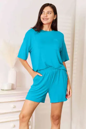 Felicia Basic Bae Full Size Soft Rayon Half Sleeve Top and Shorts Set