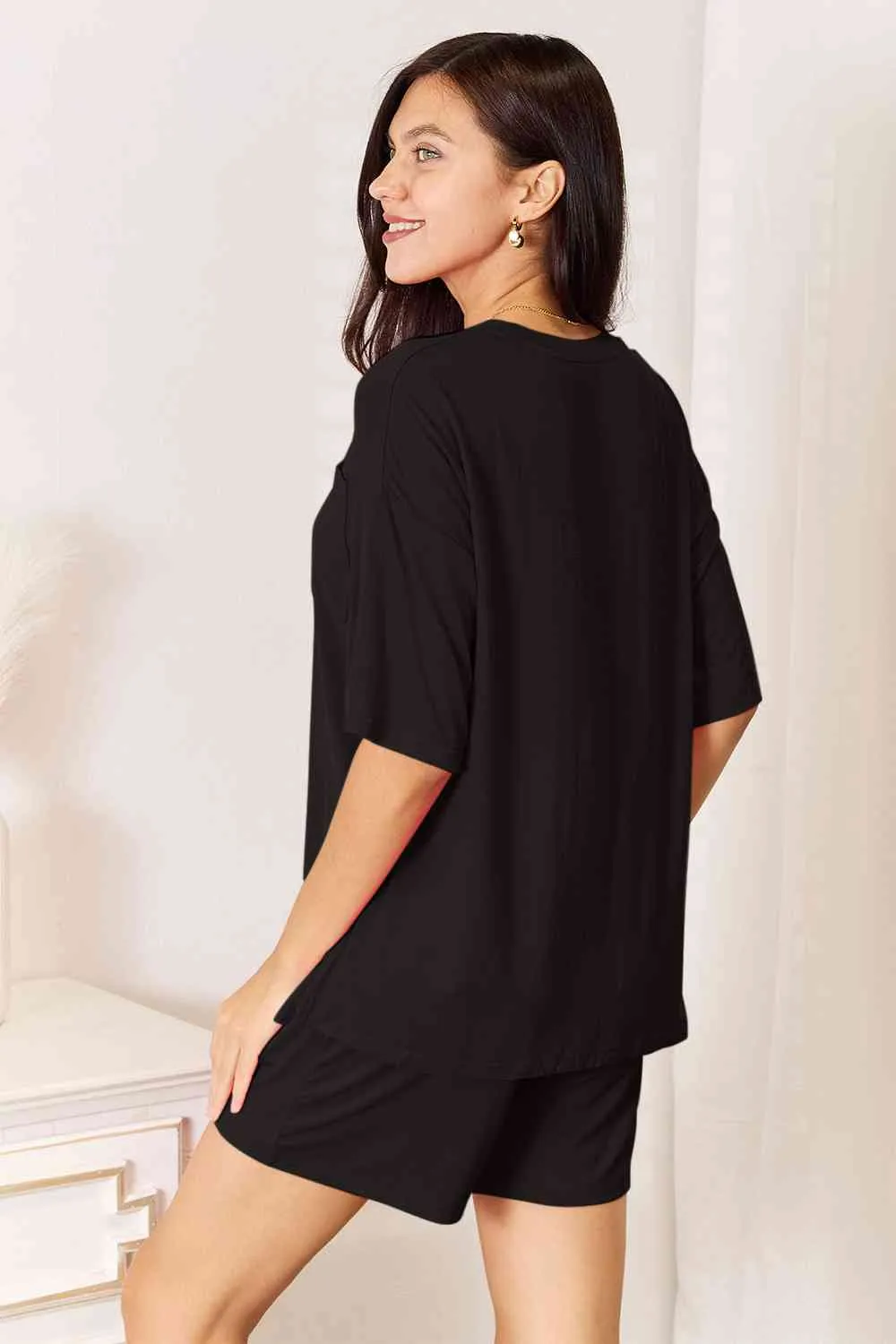 Felicia Basic Bae Full Size Soft Rayon Half Sleeve Top and Shorts Set