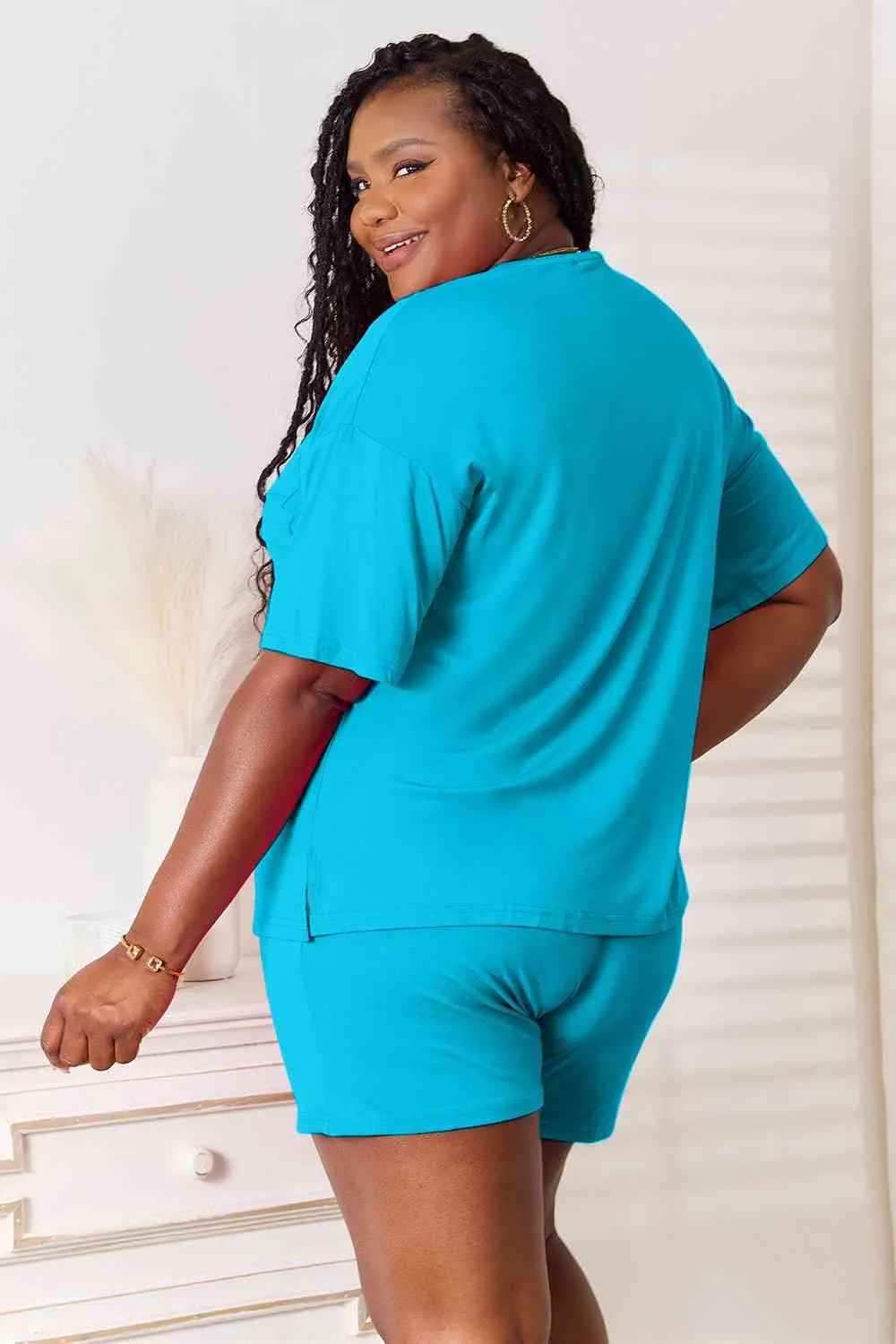 Felicia Basic Bae Full Size Soft Rayon Half Sleeve Top and Shorts Set