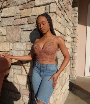 Festie Bestie Bralette Top(Cognac)