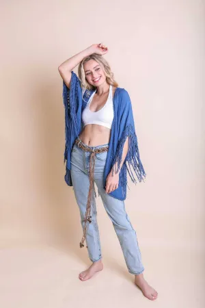 Festival-Ready Crochet Back Tasseled Kimono Jacket 🖤
