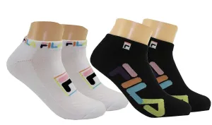 Fila Womens 2 Pack Explore Half Cushion No Show Socks