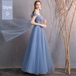 [Final Sale] Illusion Sweetheart Off Shoulder Multi Ways Dusty Blue Bridesmaid Dresses