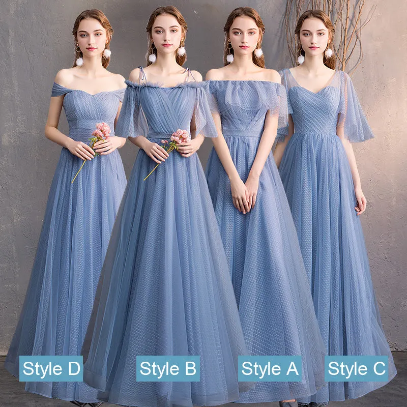 [Final Sale] Illusion Sweetheart Off Shoulder Multi Ways Dusty Blue Bridesmaid Dresses