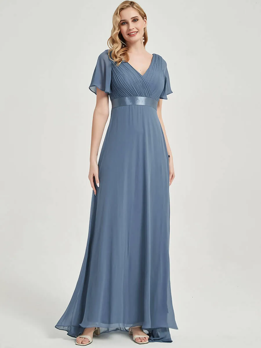 [Final Sale] Moss Green Ruffle Pleated A-Line Floor-Length Bridesmaid Dresses
