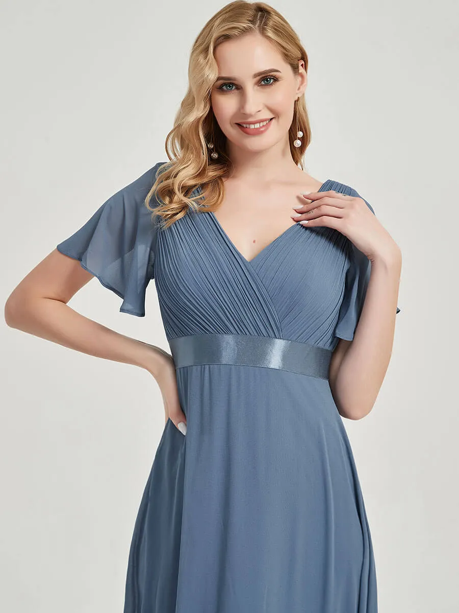 [Final Sale] Short Sleeve A-Line Black Chiffon Bridesmaid Dresses for Wedding Party