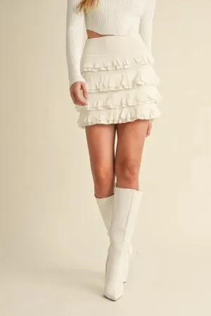 Flirt Factor Knit Ruffle Mini Skirt - By Mabel