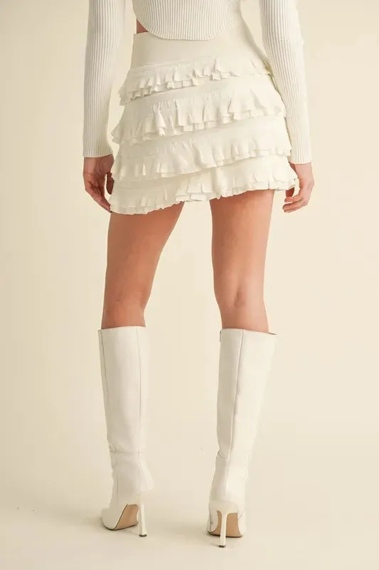 Flirt Factor Knit Ruffle Mini Skirt - By Mabel
