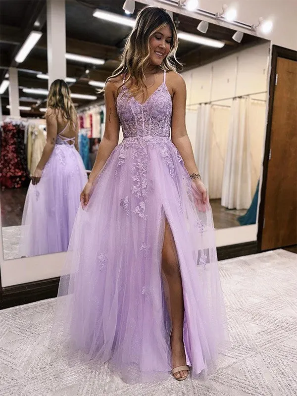 Floor Length Violet Purple Corset Lace Prom Dresses 2024 A Line Graduation Dress