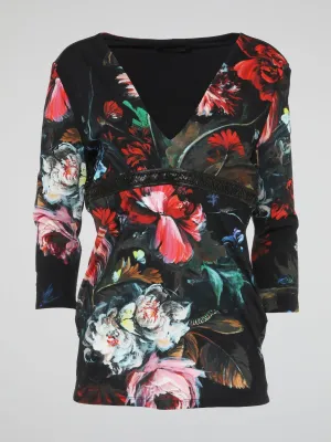 Floral Print V-Neck Top