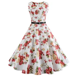 Floral Print Vintage Dress Women Retro PinUp Tutu Dresses Hepburn 50s 60s Rockabilly Robe feminino Vestidos Swing dresses S~3XL