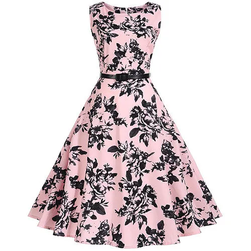 Floral Print Vintage Dress Women Retro PinUp Tutu Dresses Hepburn 50s 60s Rockabilly Robe feminino Vestidos Swing dresses S~3XL