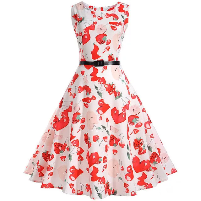 Floral Print Vintage Dress Women Retro PinUp Tutu Dresses Hepburn 50s 60s Rockabilly Robe feminino Vestidos Swing dresses S~3XL