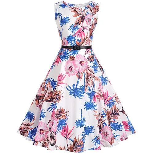 Floral Print Vintage Dress Women Retro PinUp Tutu Dresses Hepburn 50s 60s Rockabilly Robe feminino Vestidos Swing dresses S~3XL